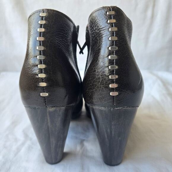 Calleen Cordero Women's Leather Heel Peep Toe Ankle Boots Olive Green Size 8.5 - Picture 3 of 9